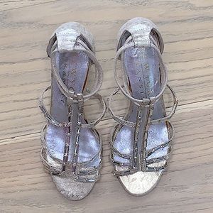 New York Transit Gold Beaded Rhinestone Sandals